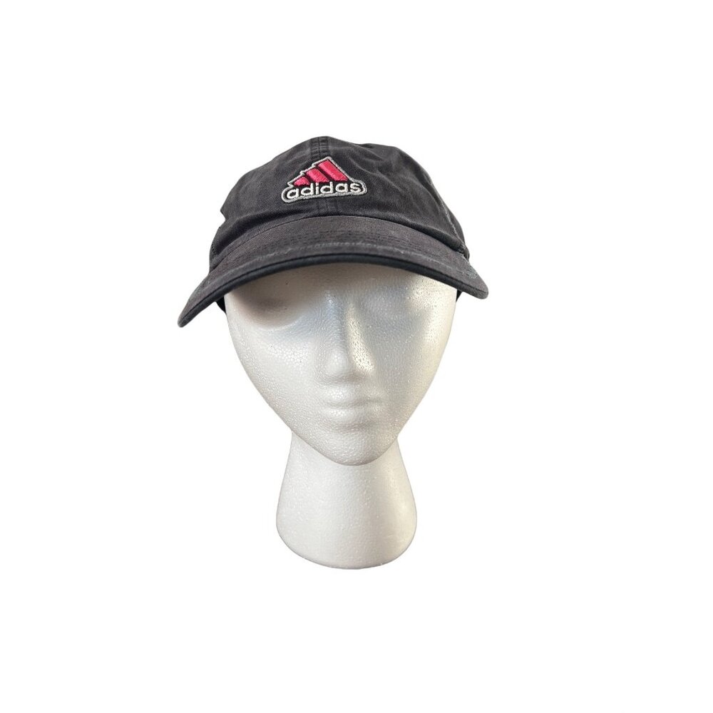 Adidas Black Adjustable Cotton Cap W/ Pink Logo For Adults